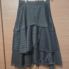 ATSURO TAYAMA フレアスカート 黒 レイヤードデザイン チェック