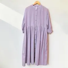 TICCA ティッカ⁑リネンツイストスリーブロングワンピース　ラベンダー　洗える TICCA ティッカ⁑リネンツイストスリーブロングワンピース ラベンダー