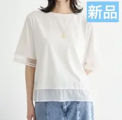 新品YECCA VECCA シアーMIXプルオーバー　ホワイトトップスTシャツのサムネイル