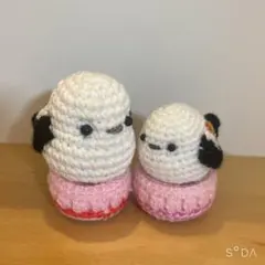 シマエナガ　あみぐるみ 2体セット(台座付き)