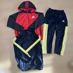 アディダス　上下セット　黄色ジャージ　赤黒　シャカシャカ　防寒上着