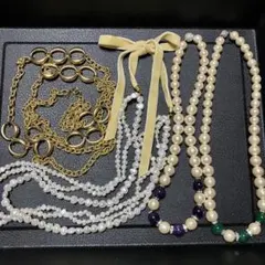 美品 ネックレス 4点セット まとめ売り TRIFARI パール 天然石