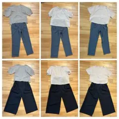 グレー系　オフィスカジュアル　パンツコーデ着回し　5点セット　春夏服　M〜L