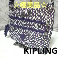 ☆極美品☆Kipling キプリング ショルダーバッグ 紫/緑 幾何学模様