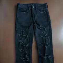 AMERICAN EAGLE ブラック スキニーデニム ダメージ加工