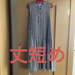 UNIQLO スラブコットン ギンガムチェック ノースリーブ ワンピース S