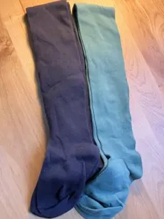 ZARA キッズタイツ 10-11 ダークブルー・ライトグリーン