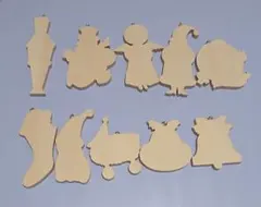 トールペイント白木　クリスマスオーナメント10個