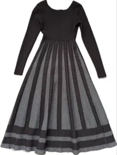 マーキュリーデュオ 前後 2way ブロッキングジャガードフレアニットワンピース