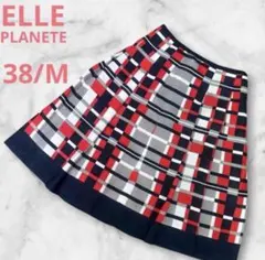エルプラネット　スカート　チェック柄　フレア　膝丈　M相当　38 上品　美品のサムネイル
