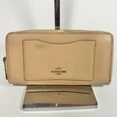 COACH コーチ ラウンドファスナー 長財布 ベージュ レディース