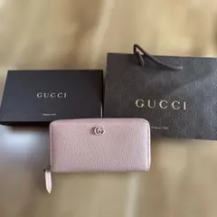 ほぼ未使用品 箱付き GUCCI グッチ 長財布 GG柄 マーモント ピンク系 