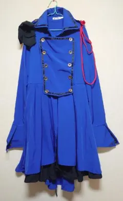 n377【複数購入可】軍服ワンピース ロリータ ファッション ブルー