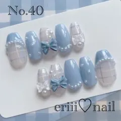 オーダーネイルチップ♡青水色フレンチガーリー量産型推し活地雷ブルー韓国オタ活