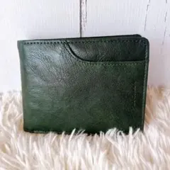 メンズ 二つ折り財布 ミニ財布 コンパクト 高見え おしゃれ ダークグリーン