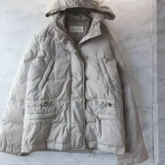 RESTIR ベージュ フード付き ダウンジャケット フェザー M