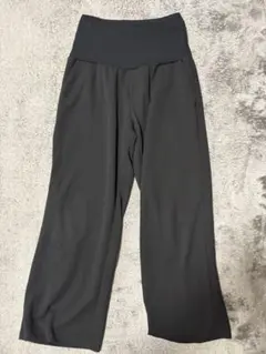 薄手マタニティ ハイウエスト ワイドパンツ 黒