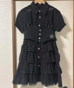 h.NAOTO H.ANARCHY シャツ ワンピース 英字 プリーツ 安ピン - メルカリ