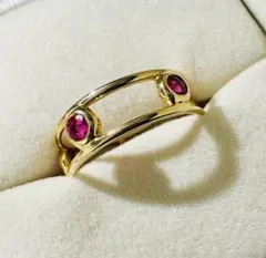 Tiffany ダブルワイヤーリング ピンクサファイア 8号 18YG