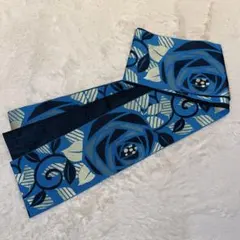 バラ模様 半幅帯 ・ターコイズブルー・リバーシブル