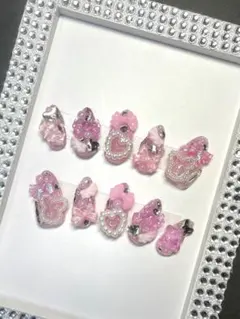 ネイルチップ ピンク 短 地雷 量産型 平成女児 推し活 現品限り