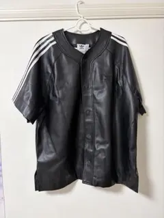 アディダス ストライプ フェイクレザーシャツ　Mサイズ