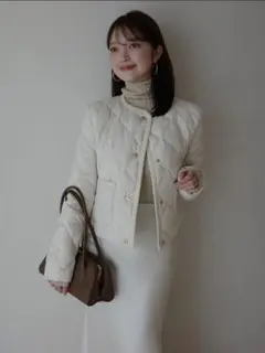 【新品未使用】【TAION×anuans】ノーカラーキルティングショートダウン