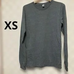 長袖カットソー 無地 シンプル グレー XS