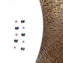 32 レッドパール&リボン　耳ツボジュエリー10個