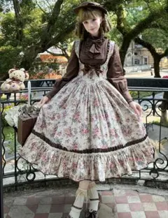 JSK+キャノティエ　セット　クラシカル　ロリィタ　バラ柄プリント　エペティス