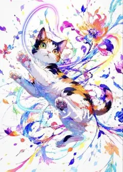 ✨再販！！秀麗品✨】ポジティブな猫のポップアート 絵画大きいサイズ