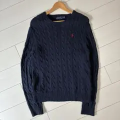 美品】Polo Ralph Lauren 定番 ケーブルニット ネイビー L