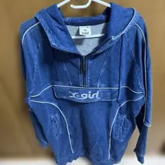 x-girl ダークブルー パーカー サイズ1 ワンピース