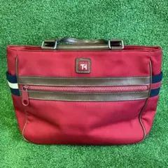 4 TOMMY HILFIGER ハンドバッグキャンバス 赤 ストライプのサムネイル