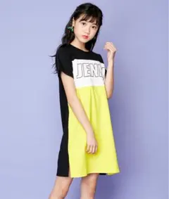 シスタージェニィ 半袖Tシャツワンピース / カラーブロックバックZIPワンピのサムネイル
