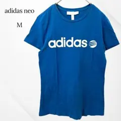 アディダスネオ　Tシャツ　半袖　ブルー　M 綿100% ロゴプリント　カジュアル