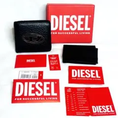 DIESEL ディーゼル 二つ折り財布 本革 ビッグDロゴ 黒 X09292のサムネイル