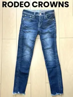 RODEO CROWNS スキニーデニム ダークブルー フリンジ裾