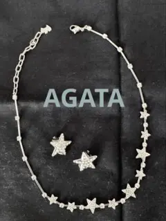 AGATHA シルバー　スターモチーフネックレス、イヤリングセット　レアのサムネイル