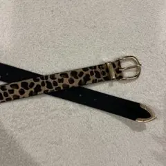 ヒョウ柄 ゴールドバックル ベルト