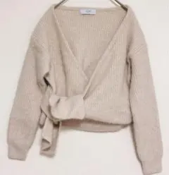 美品✨️SLOBE IENAベージュ アンゴラ混 カシュクールニット