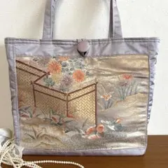 No.21 帯リメイクバック　洛北大原風景文 薄紫