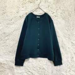 グラシア/カーディガン/LL/スナップボタン 大きいサイズ グリーン
