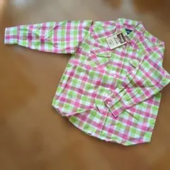 Wrangler 長袖シャツ ピンク・グリーンチェック