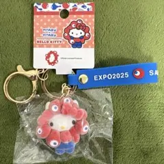 ミャクミャク キティサンリオ 立体マスコット フロッキーストラップ