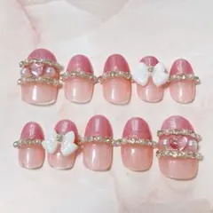 ネイルチップ ピンク ワンホンネイル マグネットネイル ガーリー