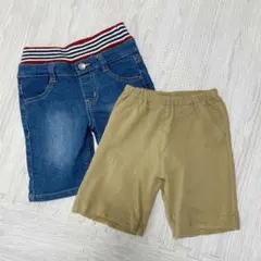子供用半ズボン 100ハーフパンツ 2枚セット シンプル デニム