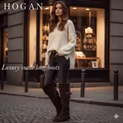希少 HOGAN ホーガン 高級 ロングブーツ ブラウン スエード 23.5cm
