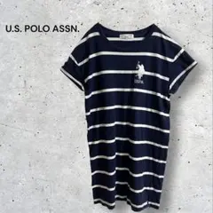 ユーエスポロアッスン　チュニック　Tシャツワンピース　半袖　ボーダー　ロゴ刺繍のサムネイル