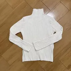 ホワイトリブ編みタートルネックセーター mystic ! フリーサイズ